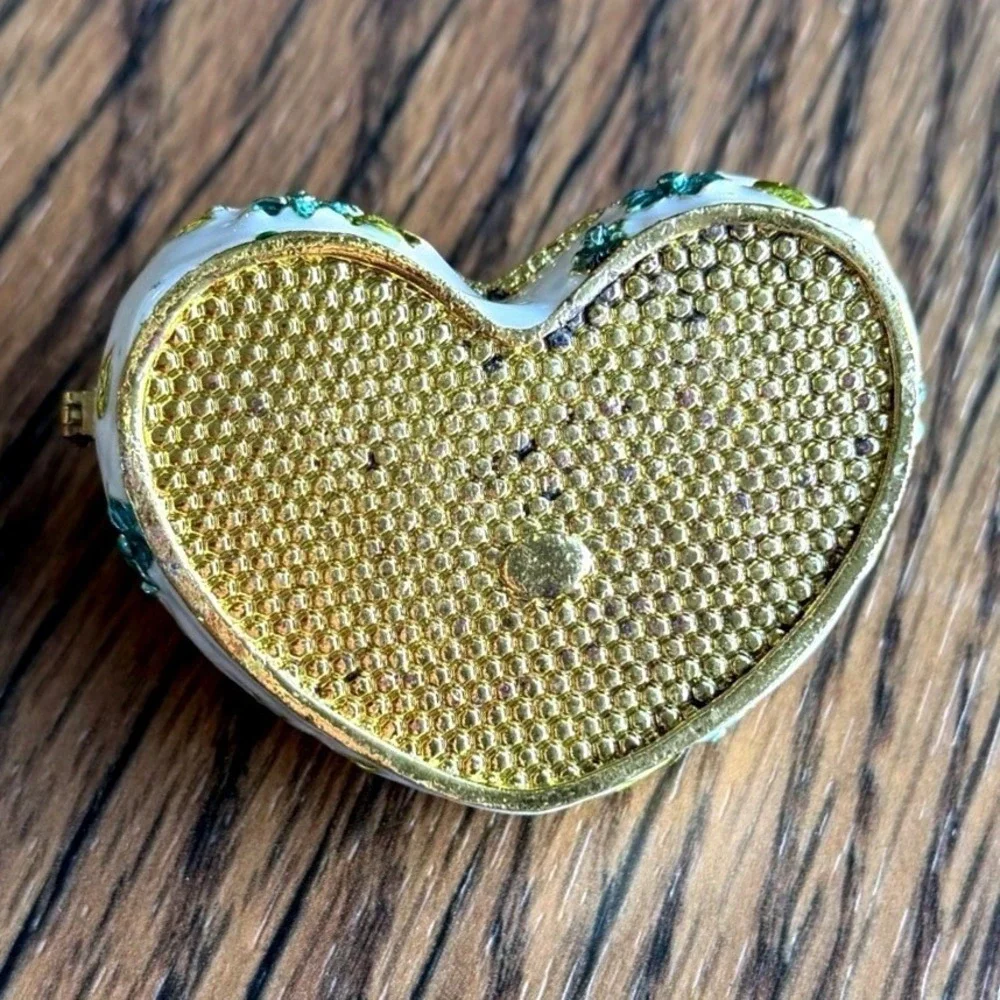 Dragonfly Heart Enamel Trinket Box Hinged Mini Jewelry Box 2.5